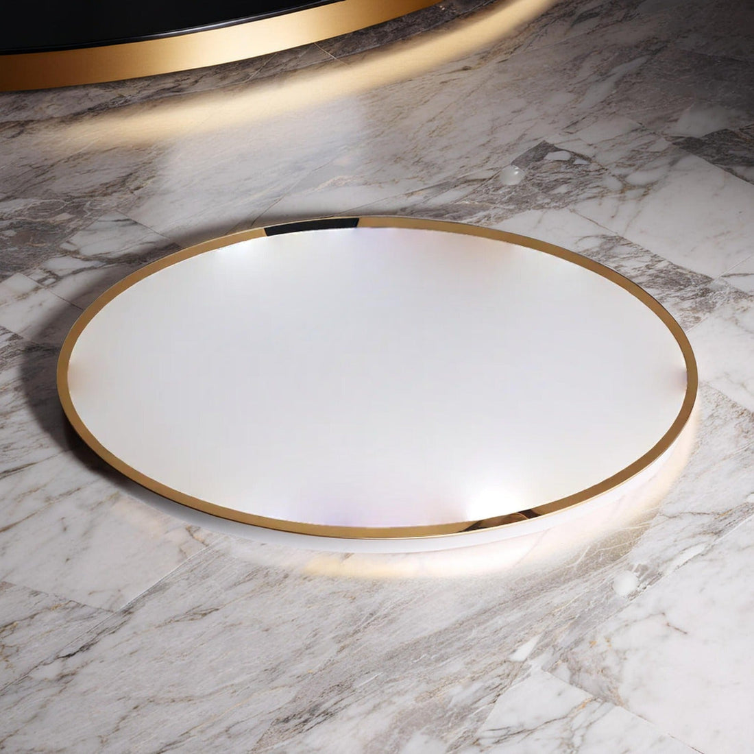 Oval Mirror with Gold Accent