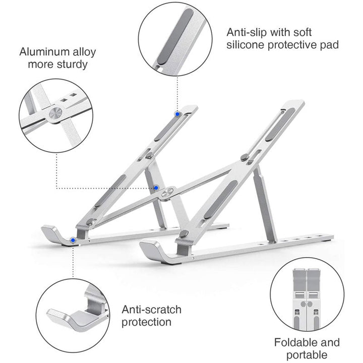 Portable Metal Aluminum, Foldable Laptop & Tablet Stand