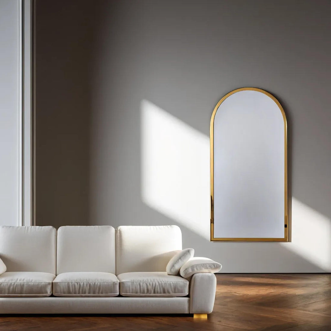 Window/Door Shape Mirror with Gold Frame
